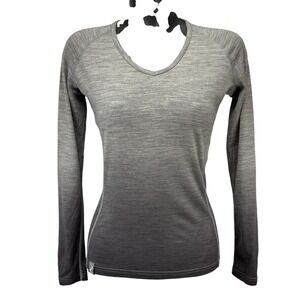 ICEBREAKER BodyFit 200 Merino Wool Oasis Dusk V-Neck Top Grey Ombre Size S